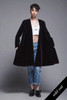 black velvet swing coat duster jacket lightweight all weather open front vintage 80s ONE SIZE S M L