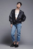 black liquid bomber jacket top oversize lightweight coat vintage 80s ONE SIZE S M L