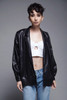 black liquid bomber jacket top oversize lightweight coat vintage 80s ONE SIZE S M L