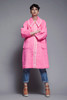 quilted puff coat dress neon pink lace trims pointy collar vintage 80s plus size XL 1X