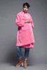 quilted puff coat dress neon pink lace trims pointy collar vintage 80s plus size XL 1X