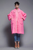 quilted puff coat dress neon pink lace trims pointy collar vintage 80s plus size XL 1X