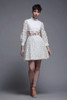 gogo midriff dress daisy chain lace white twiggy long sleeves mod vintage 60s XXS XS Extra Small