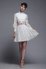 gogo midriff dress daisy chain lace white twiggy long sleeves mod vintage 60s XXS XS Extra Small