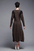 wool knit midi dress long batwing sleeves black brown minimalist vintage 80s MEDIUM LARGE M L
