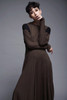 wool knit midi dress long batwing sleeves black brown minimalist vintage 80s MEDIUM LARGE M L