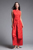 Cheongsam Chinese pants set sleeveless tunic red flowy vintage Asian frog buttons SMALL S