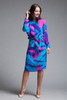 Flora Kung belted silk dress flowy colorful long sleeves vintage 80s MEDIUM M