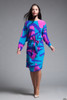 Flora Kung belted silk dress flowy colorful long sleeves vintage 80s MEDIUM M