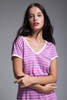 t shirt dress casual comfort v neck purple white stripes vintage 80s SMALL MEDIUM S M
