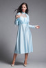 cage halter midi dress matching jacket set ruffles slinky knit light blue vintage 70s SMALL S