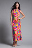 Hawaiian maxi dress pink paisley print sleeveless vintage 70s SMALL XS S
