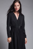 maxi dress black knit sequined long sleeves v neck gathered front vintage 70s MEDIUM LARGE M L