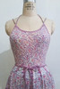 Indian gauze cotton apron dress block print pink Adini open back lace back hippie boho rare vintage 70s SMALL MEDIUM S M