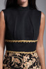 sleeveless maxi dress black flocked gold metallic sparkly floral gold coin rikrak vintage 70s MEDIUM M