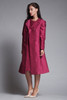 matching coat shift dress set ruby pink double breasted vintage 60s LARGE L