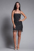 fringed mini dress black lace metallic lurex vintage 90s flapper SMALL S