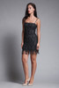 fringed mini dress black lace metallic lurex vintage 90s flapper SMALL S