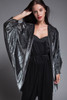 plus size vintage 70s jumpsuit cocoon duster jacket coat set black silver metallic disco 1X 2X 