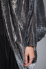 plus size vintage 70s jumpsuit cocoon duster jacket coat set black silver metallic disco 1X 2X 