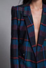 pleated skirt suit plaid wool midi jacket matching set slim fit blue red SMALL S