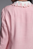 pink linen bow dress Peter Pan collar petal applique long sleeves vintage 60s LARGE L