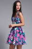 halter mini dress pinup floral cotton sweetheart crinoline vintage 80s SMALL MEDIUM S M
