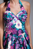 halter mini dress pinup floral cotton sweetheart crinoline vintage 80s SMALL MEDIUM S M