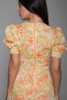 floral maxi dress short doll sleeves empire waist yellow orange vintage 70s SMALL S