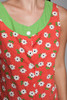 cotton dress smock shift red white green daisy floral print ruffled hem sleeveless vintage 60s LARGE L