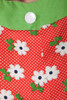 cotton dress smock shift red white green daisy floral print ruffled hem sleeveless vintage 60s LARGE L