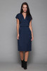 pencil dress bolero set navy blue belted drop shoulder vintage 60s MEDIUM M