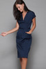 pencil dress bolero set navy blue belted drop shoulder vintage 60s MEDIUM M