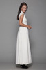 boho bride bohemian wedding dress maxi gown empire lace trims sleeveless vintage 70s XS extra small 