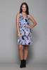 halter mini dress psychedelic floral print bow open back vintage 60s MEDIUM M