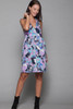 halter mini dress psychedelic floral print bow open back vintage 60s MEDIUM M
