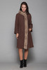 fur trimmed winter coat brown bucle asymmetrical vintage 60s SMALL S