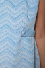 MOD sleeveless mini dress blue white chevron print belted vintage 60s MEDIUM M