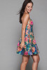 strapless sweetheart mini party dress floral painted tulip cotton vintage 80s SMALL S
