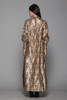 evening gown maxi dress bubble sleeves brown gold metallic paisley brocade vintage 70s LARGE L