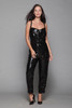 sequin jumpsuit black sequins v strap NYE vintage 80s SMALL S