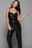 sequin jumpsuit black sequins v strap NYE vintage 80s SMALL S