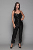 sequin jumpsuit black sequins v strap NYE vintage 80s SMALL S