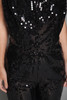 sequin jumpsuit black sequins v strap NYE vintage 80s SMALL S