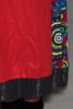 red maxi dress ethnic embroidery batik cotton bubble sleeves vintage 70s S M SMALL MEDIUM