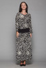 black white maxi dress abstract animal print batwing sleeves vintage 80s LARGE L
