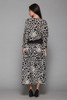 black white maxi dress abstract animal print batwing sleeves vintage 80s LARGE L