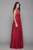 slinky pleated maxi dress empire waist burgundy red double straps vintage 70s SMALL S