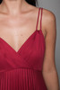 slinky pleated maxi dress empire waist burgundy red double straps vintage 70s SMALL S