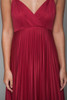 slinky pleated maxi dress empire waist burgundy red double straps vintage 70s SMALL S